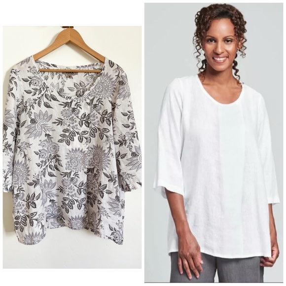 FLAX floral tunic top size medium - Picture 1 of 7